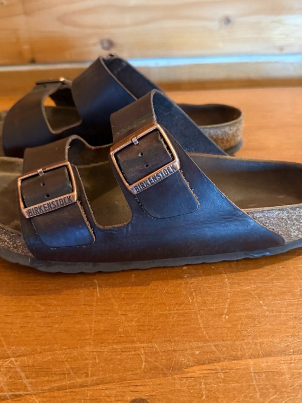 Birkenstock Arizona sandals - Habana Oiled Leather (Dark Brown) - size 39 (W8.5)